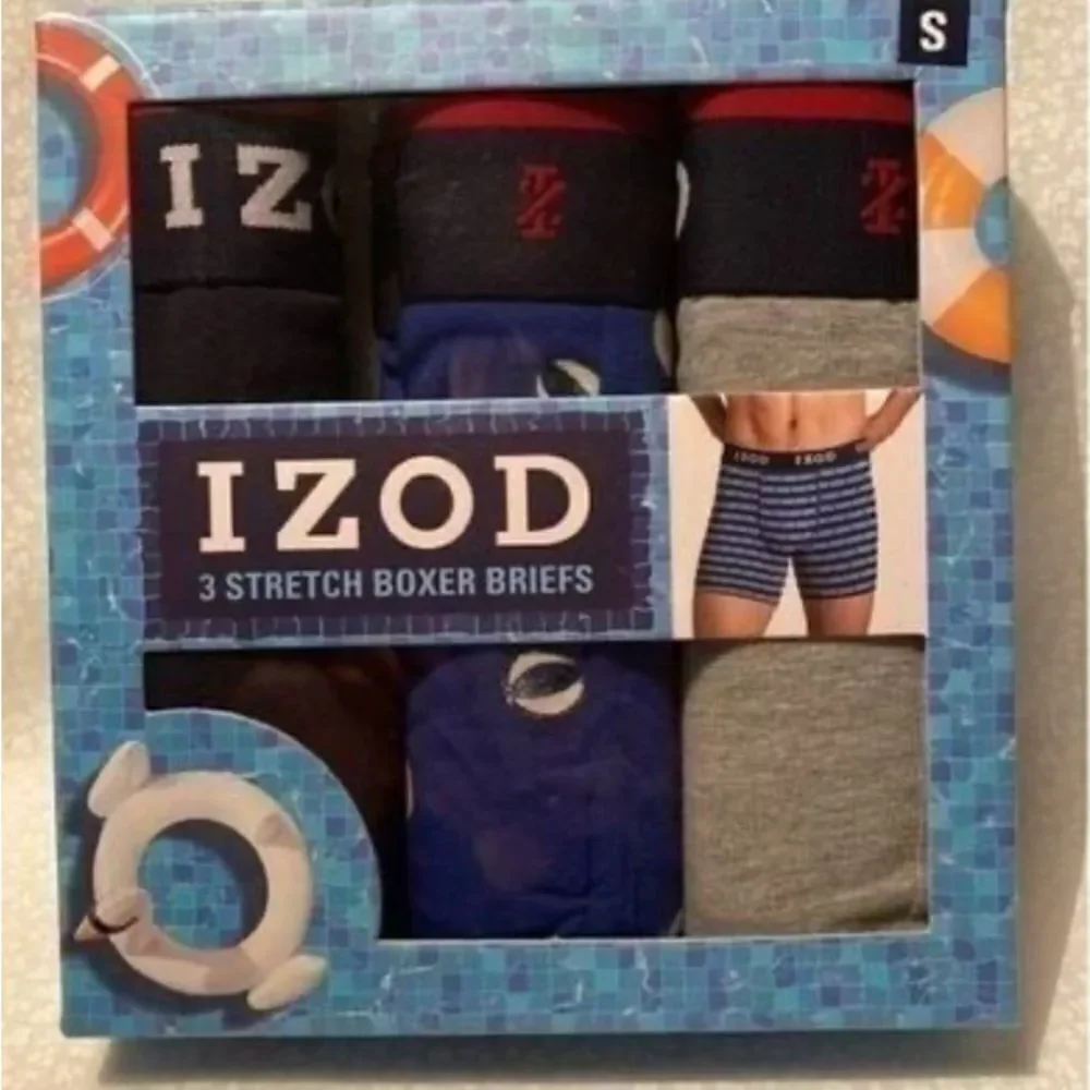 IZOD Mens 3 Stretch Boxer Briefs Small